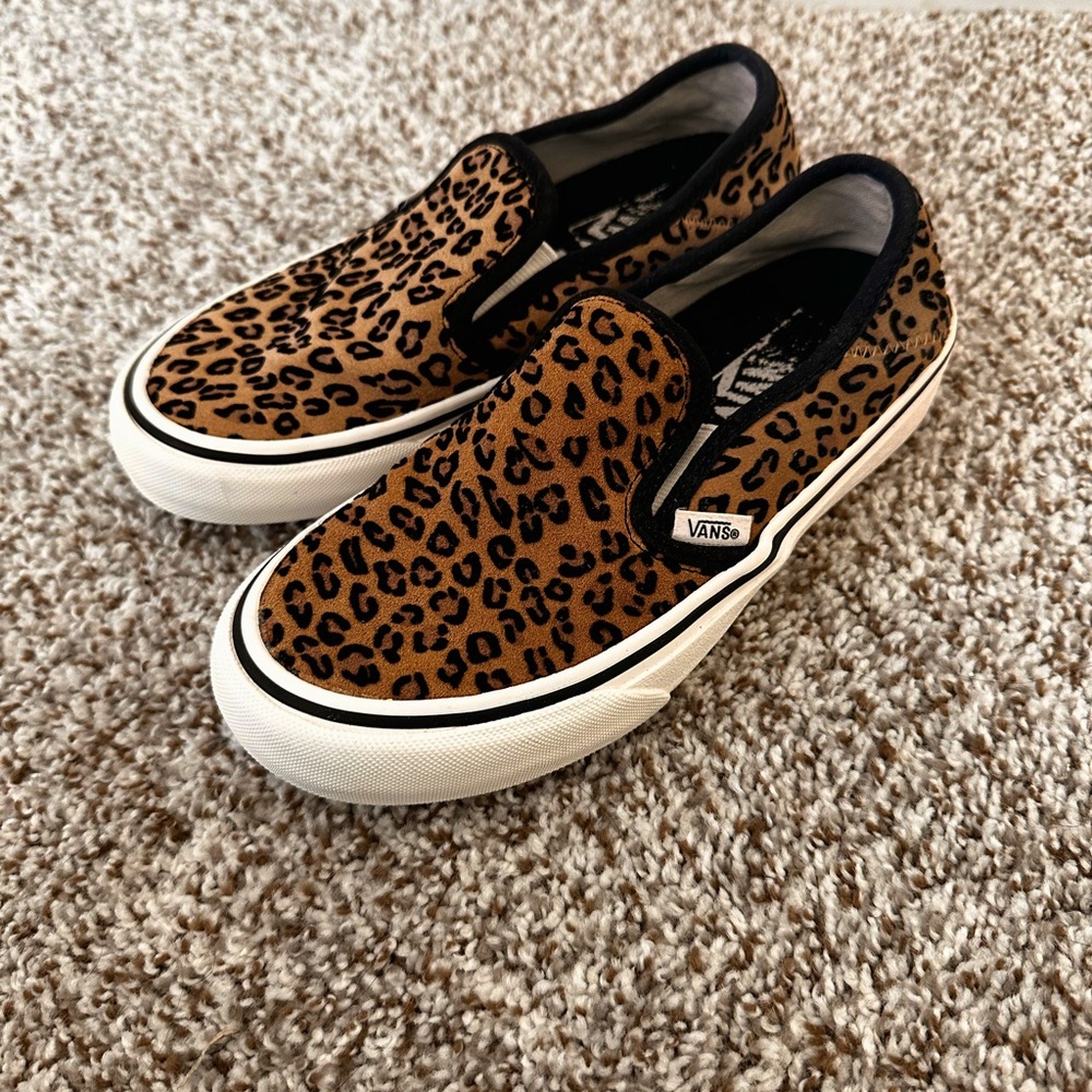 Cheetah print slip on vans